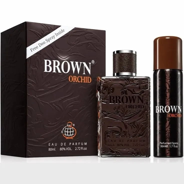 Fragrance World Brown Orchid Edp - 80ml + Deo perfume bottle
